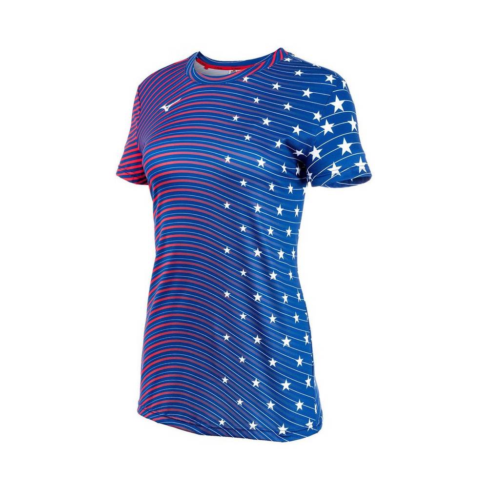 Womens Mizuno Printable Short Sleeve T-Shirts Navy Philippines (KQTMUS086)